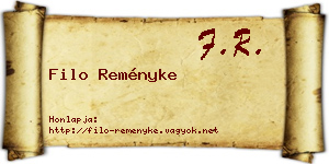 Filo Reményke névjegykártya